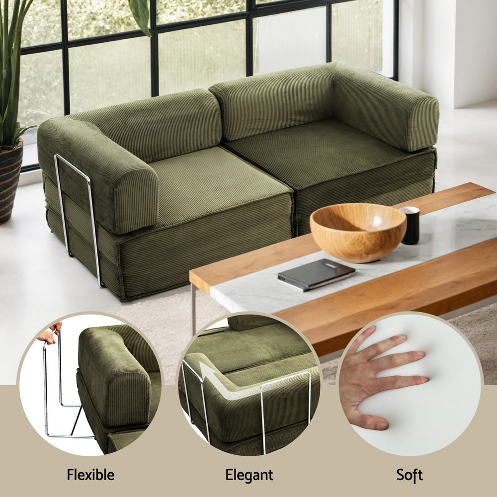Calder 2-Seater Sofa Bed Green