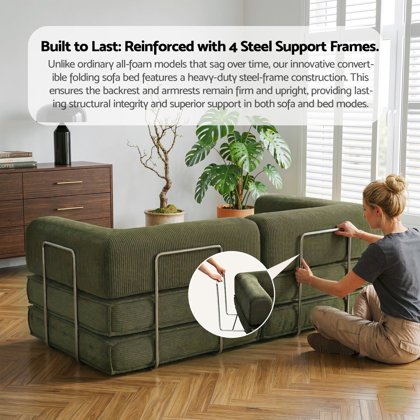 Calder 2-Seater Sofa Bed Green