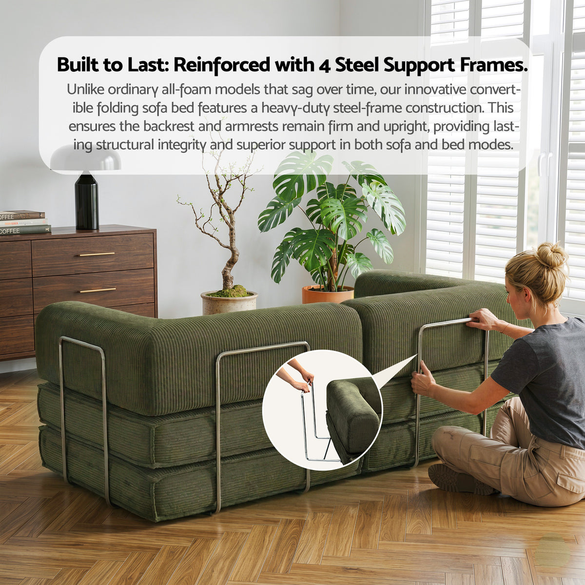 Calder 2-Seater Sofa Bed Green