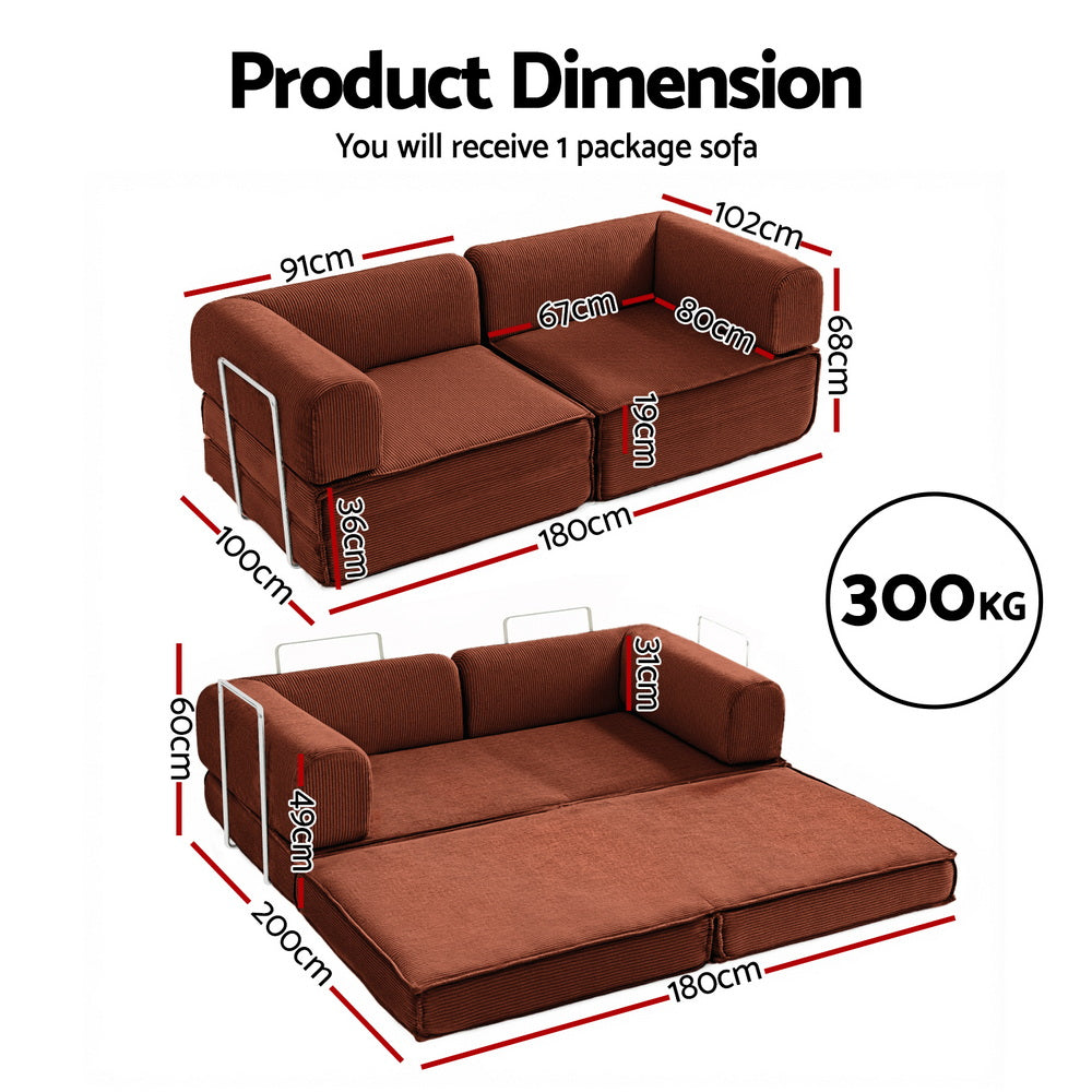 Calder 2-Seater Sofa Bed Brown