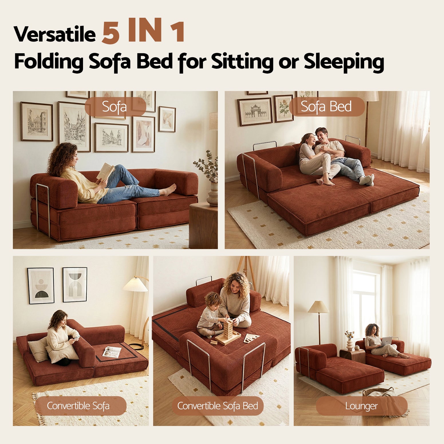 Calder 2-Seater Sofa Bed Brown