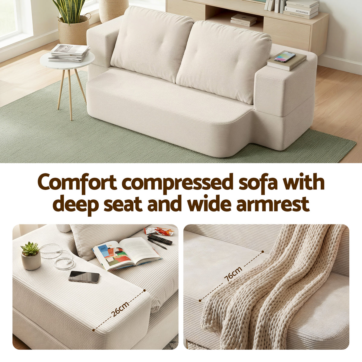 Cove 2-Seater Sofa Bed Beige