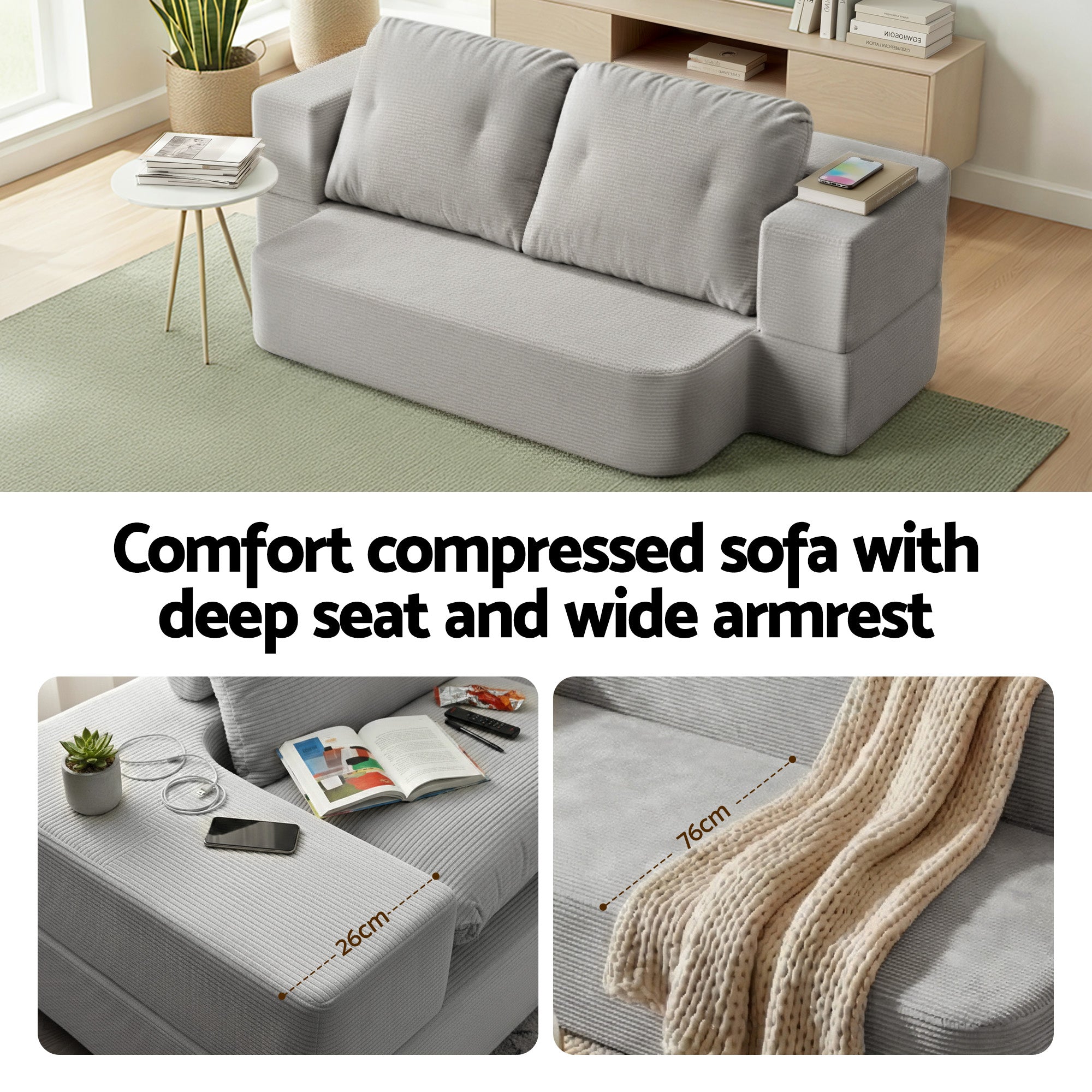 Cove 2-Seater Sofa Bed Grey