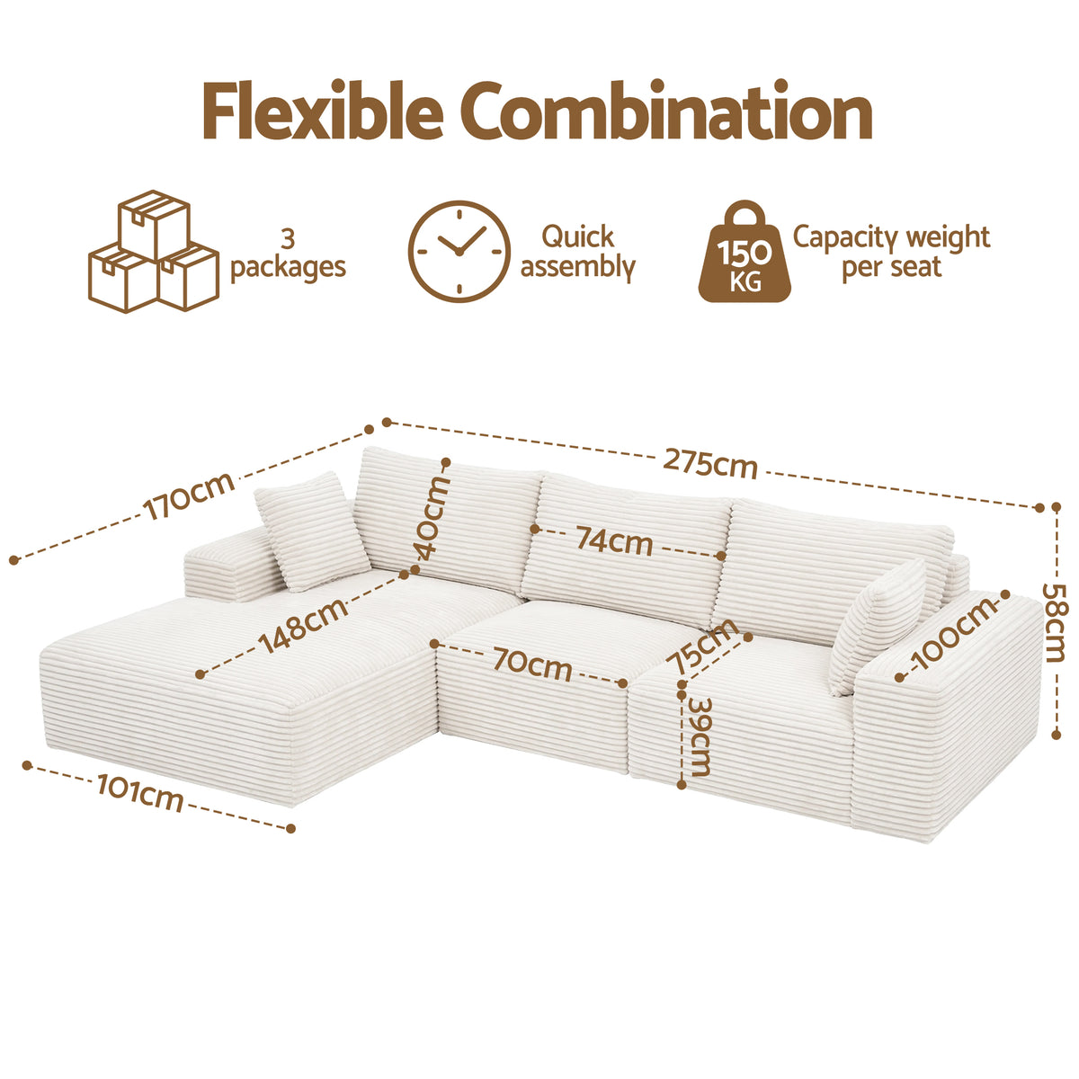 Bellario 3-seater Sofa Bed White