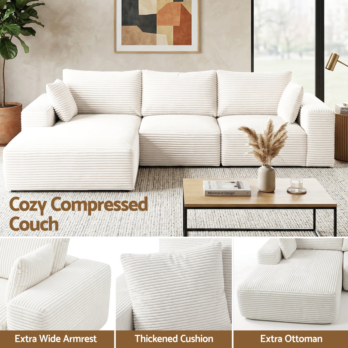 Bellario 3-seater Sofa Bed White
