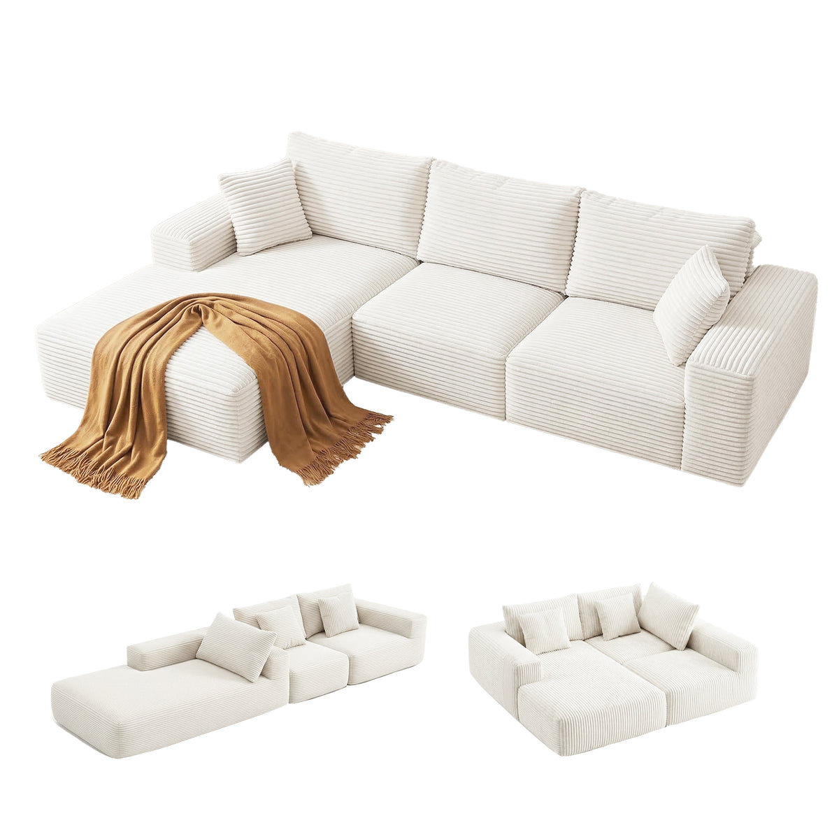 Bellario 3-seater Sofa Bed White