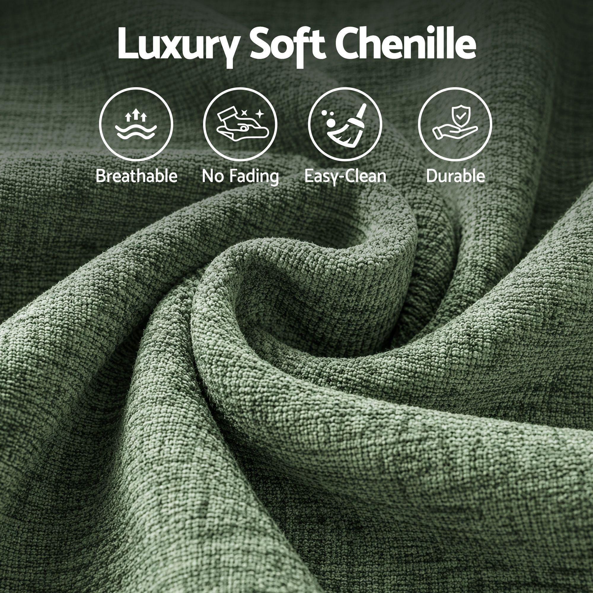 Mickey 3 seater Chenille Sofa Bed Green