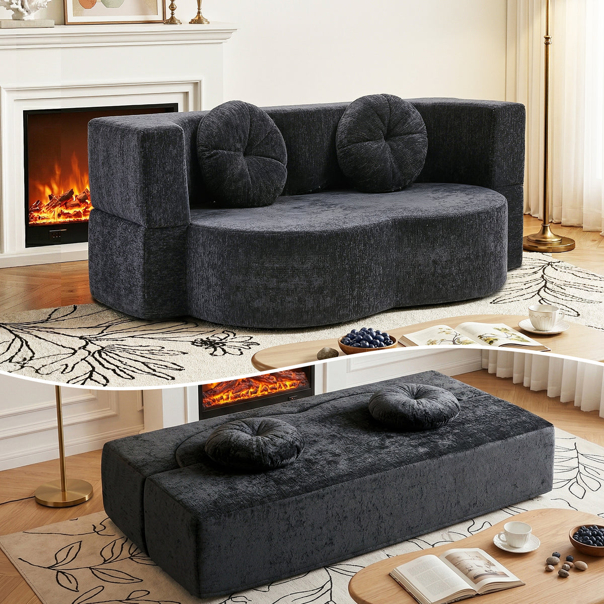 Luca 2-Seater Sofa Bed Grey