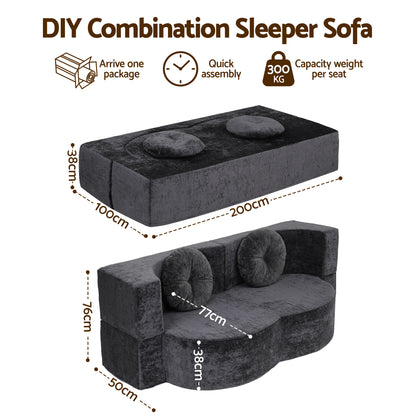 Luca 2-Seater Sofa Bed Grey