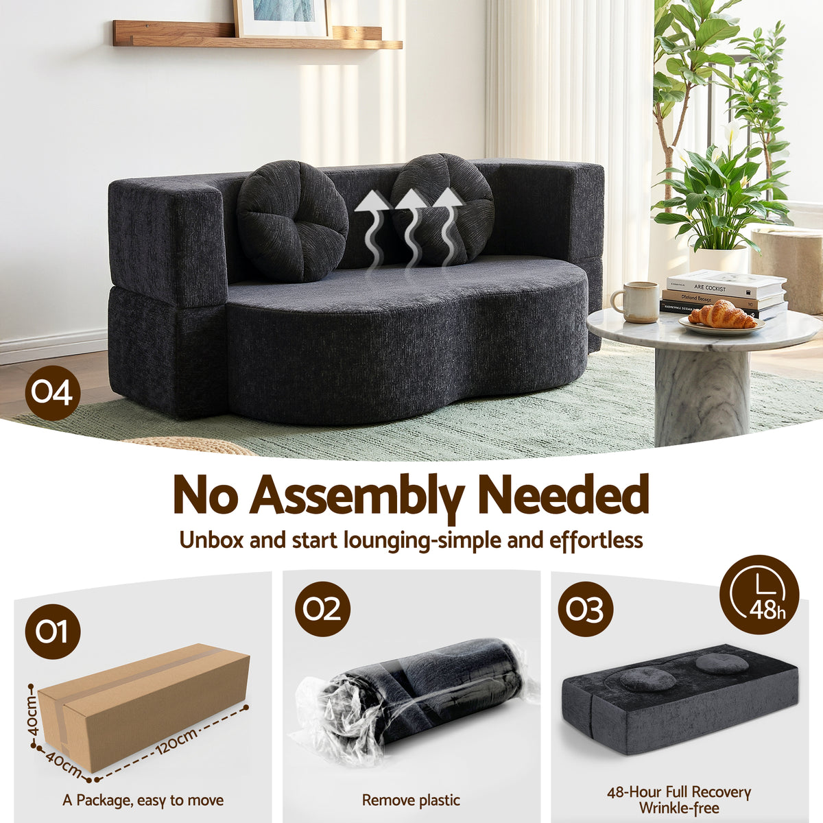 Luca 2-Seater Sofa Bed Grey