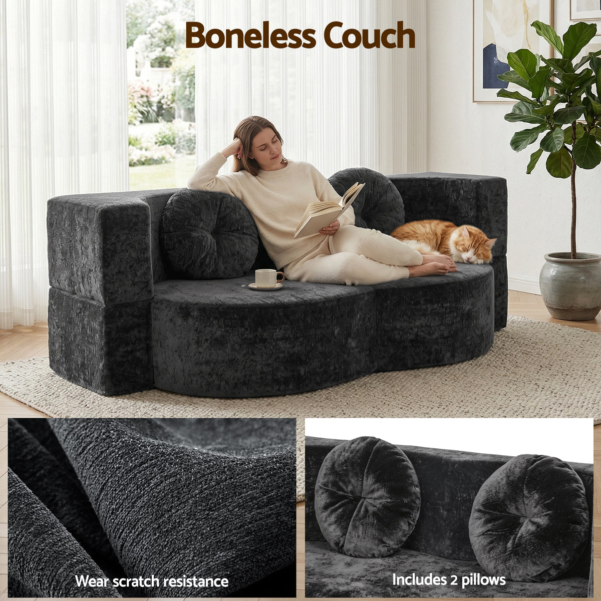 Luca 2-Seater Sofa Bed Grey