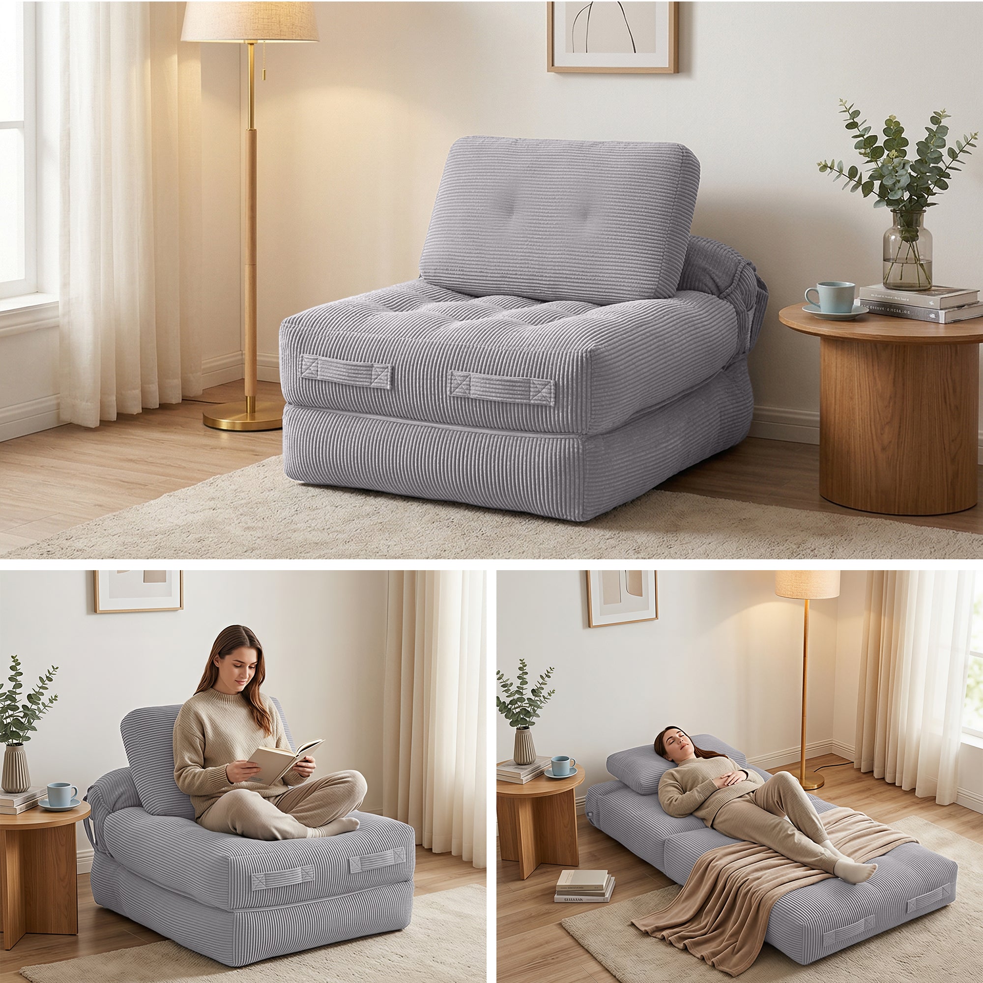 Harlem 1-Seater Sofa Bed Grey