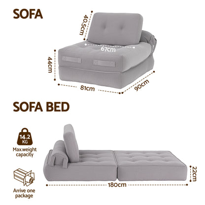Harlem 1-Seater Sofa Bed Grey