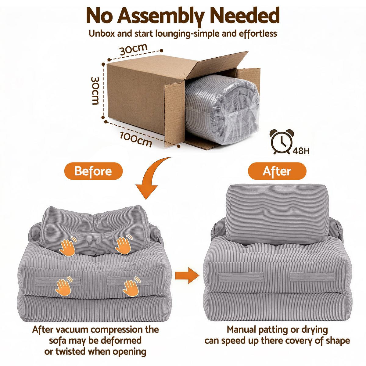 Harlem 1-Seater Sofa Bed Grey