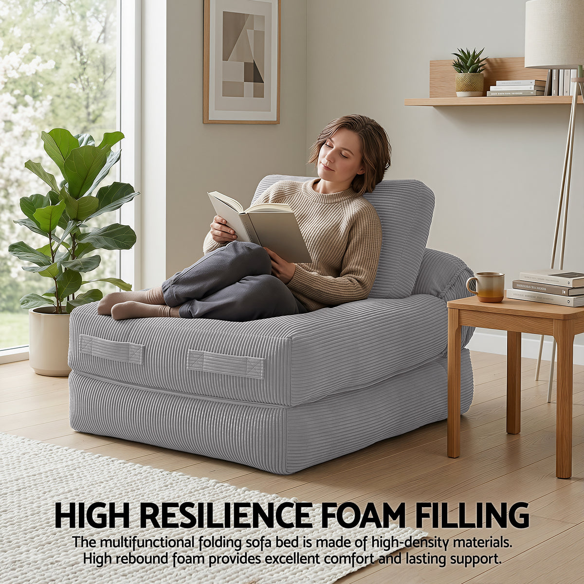Harlem 1-Seater Sofa Bed Grey