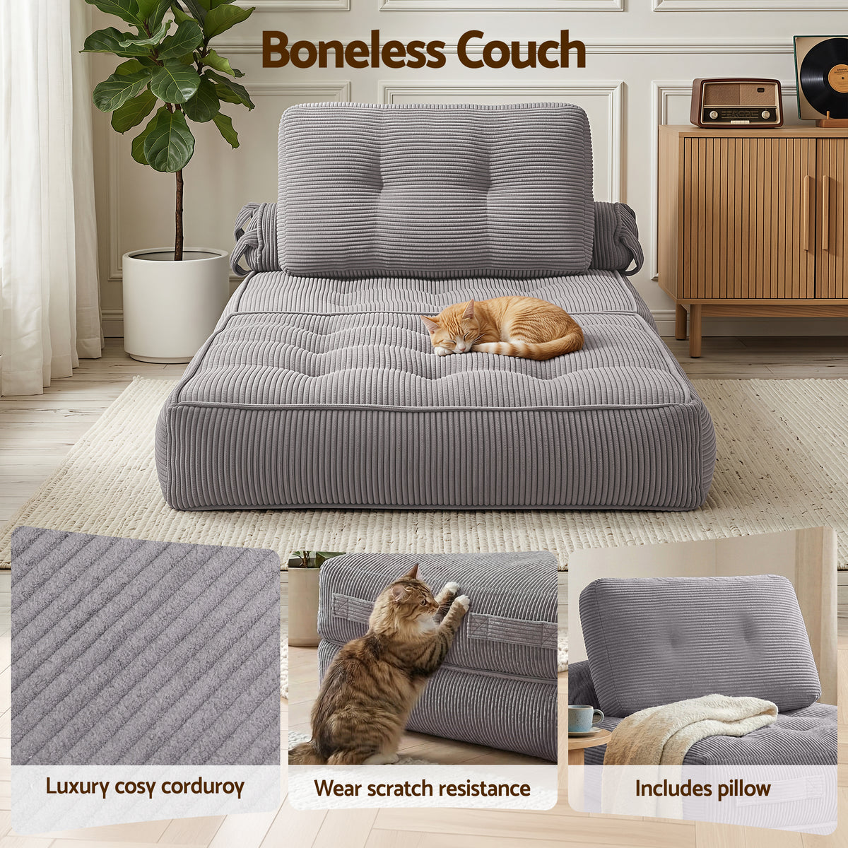 Harlem 1-Seater Sofa Bed Grey