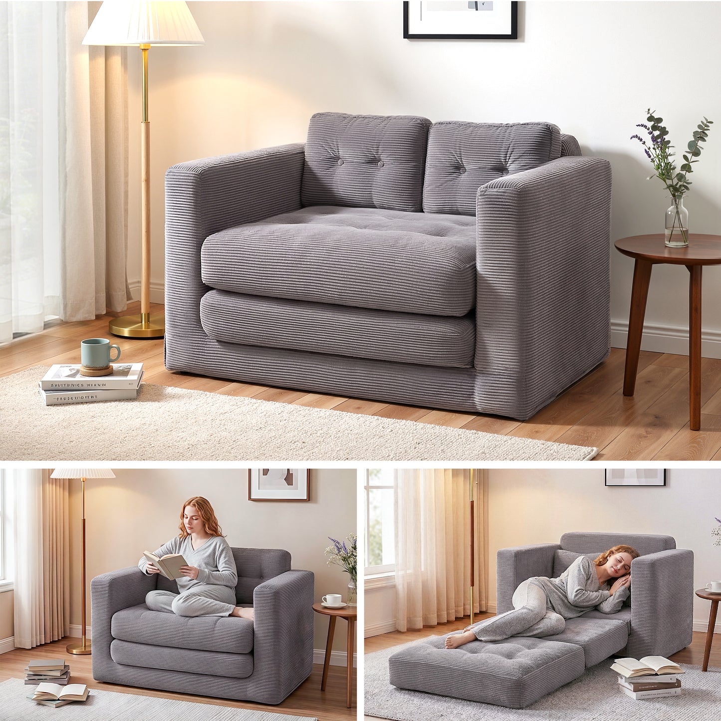 Harlem 2-Seater Sofa Bed Grey