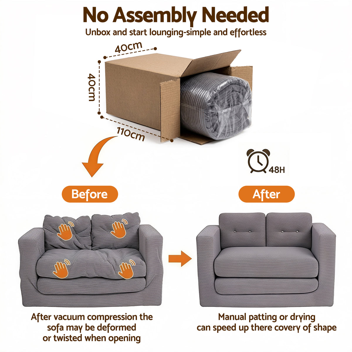 Harlem 2-Seater Sofa Bed Grey
