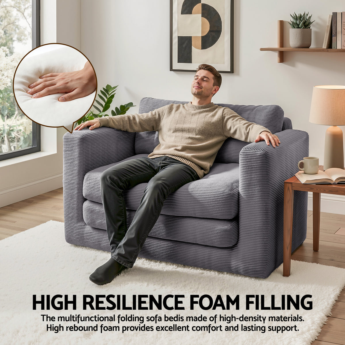 Harlem 2-Seater Sofa Bed Grey