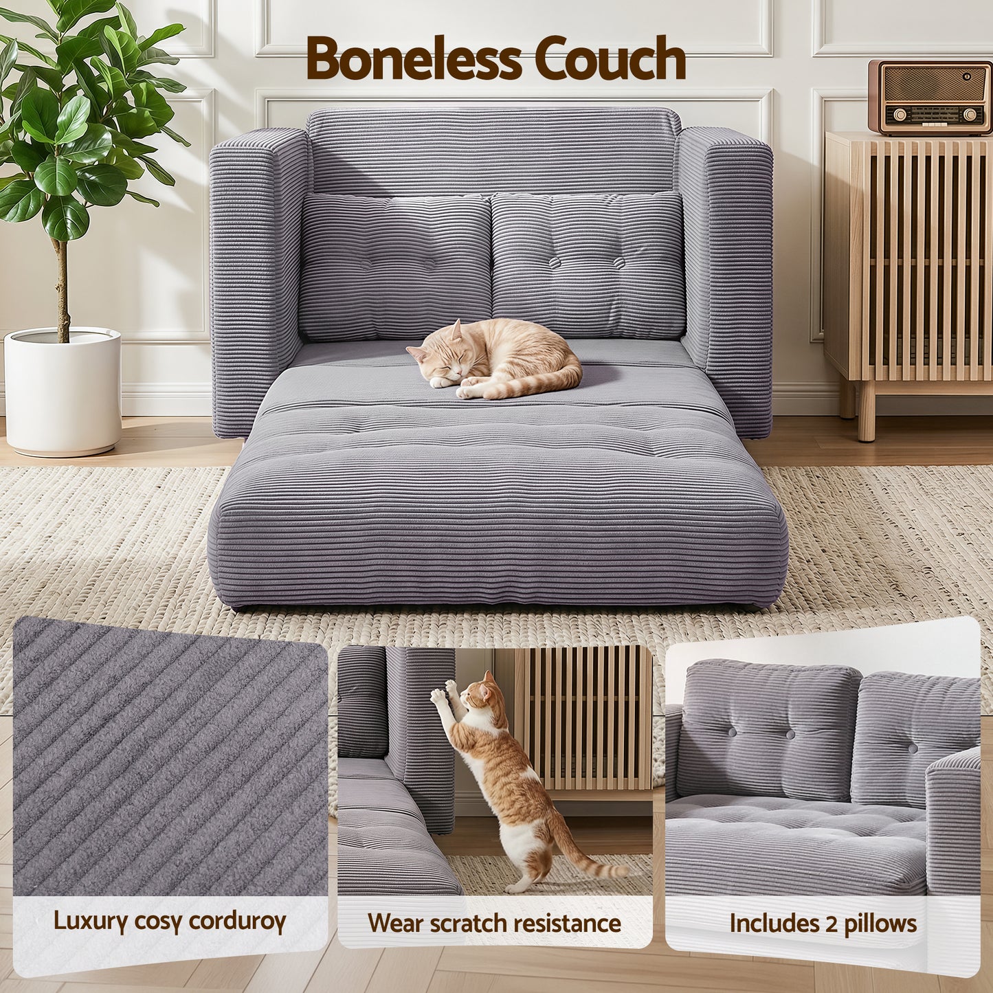 Harlem 2-Seater Sofa Bed Grey