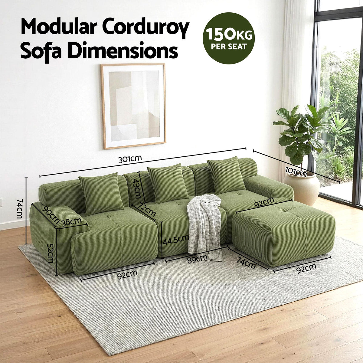 Valerio 4-seater Sofa Bed Green