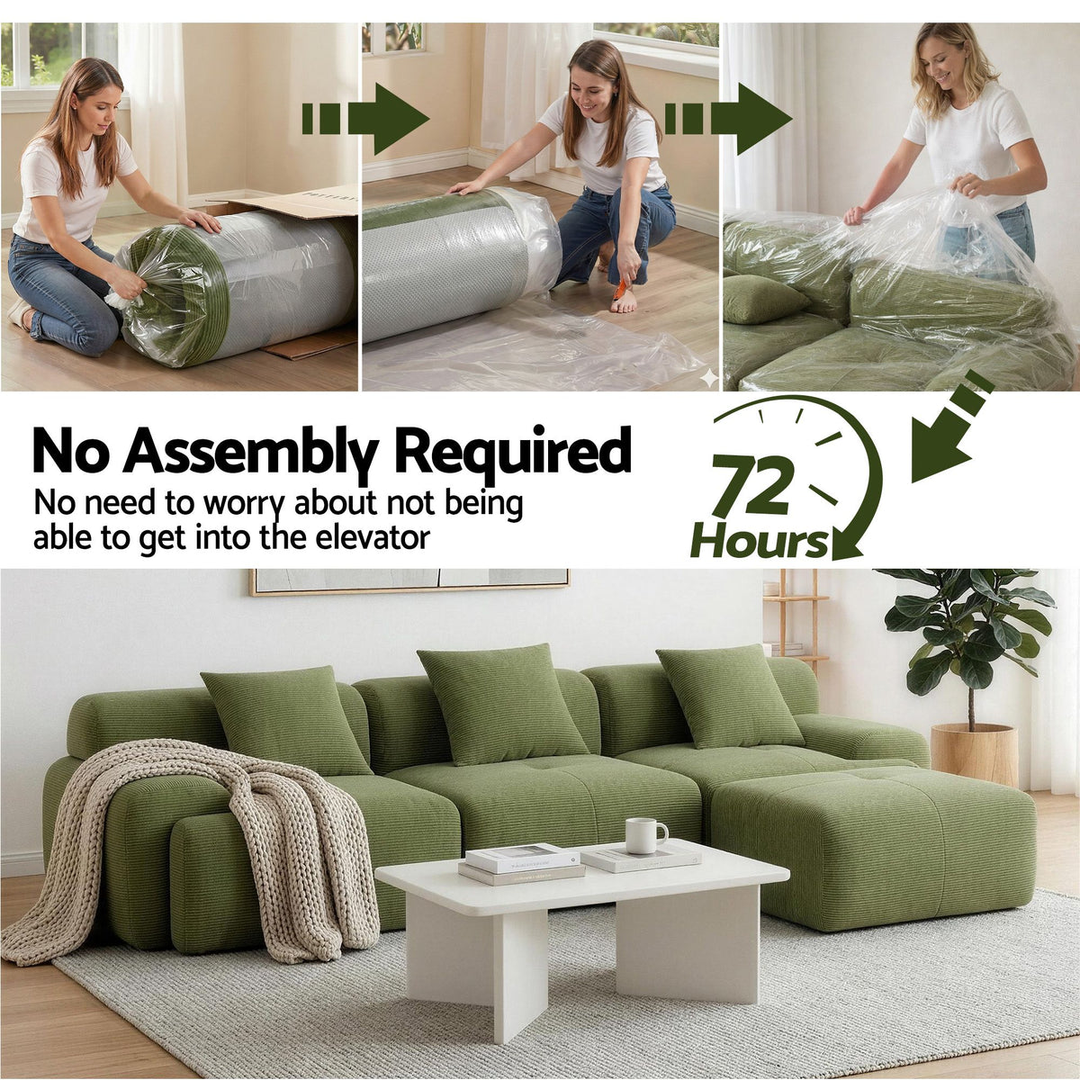 Valerio 4-seater Sofa Bed Green