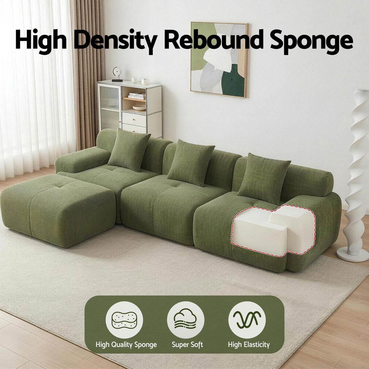 Valerio 4-seater Sofa Bed Green