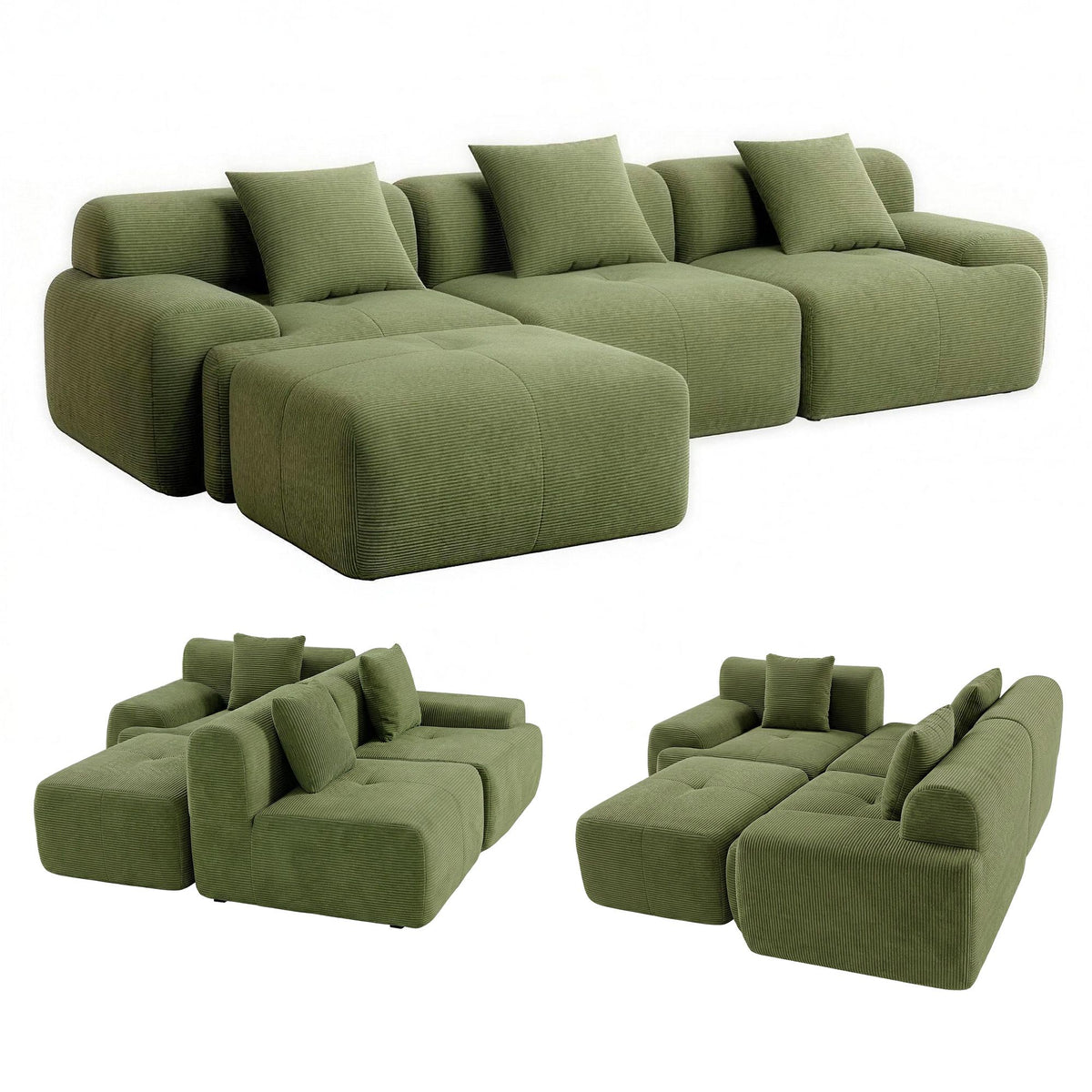 Valerio 4-seater Sofa Bed Green