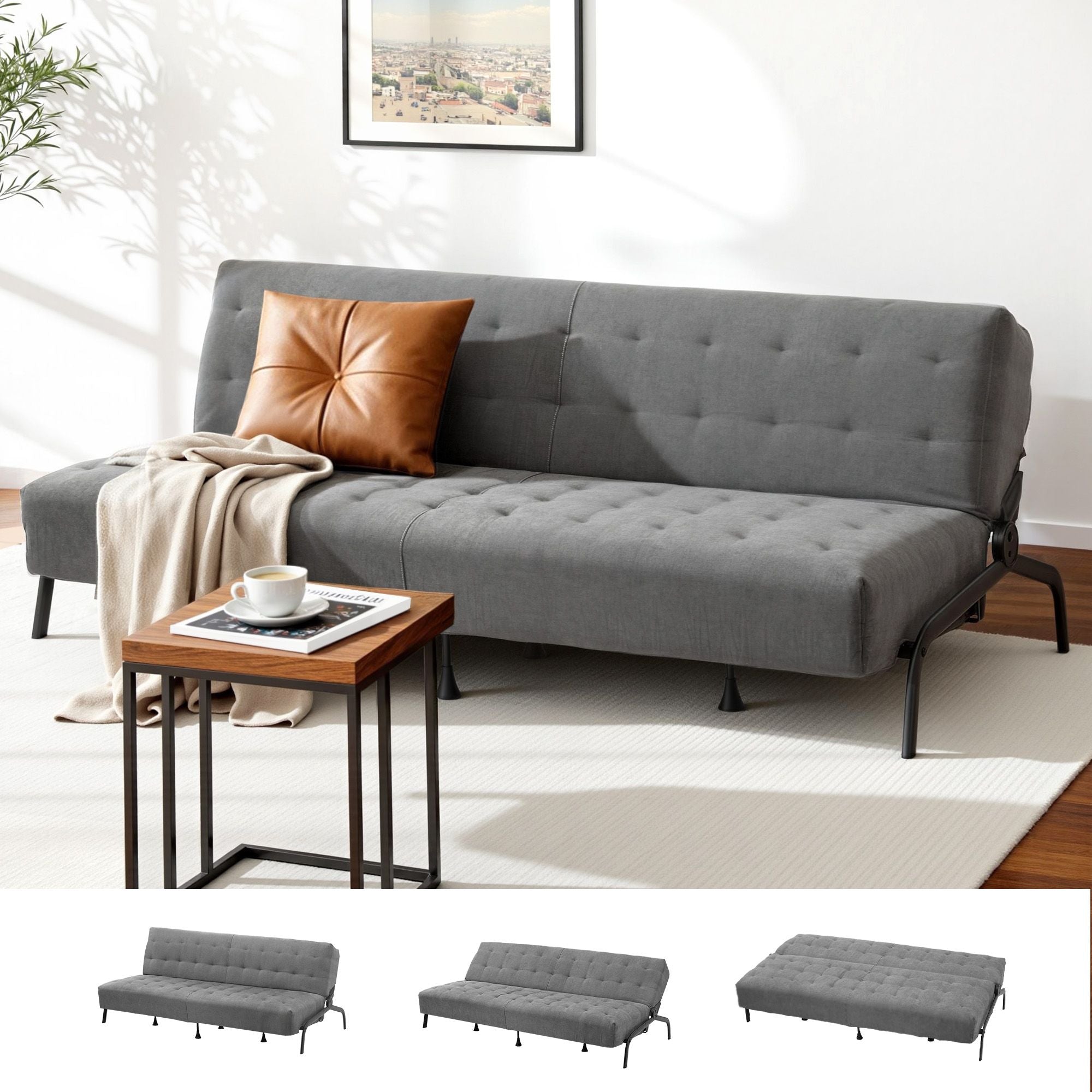 Levi 3 Seater Sofa Bed Grey