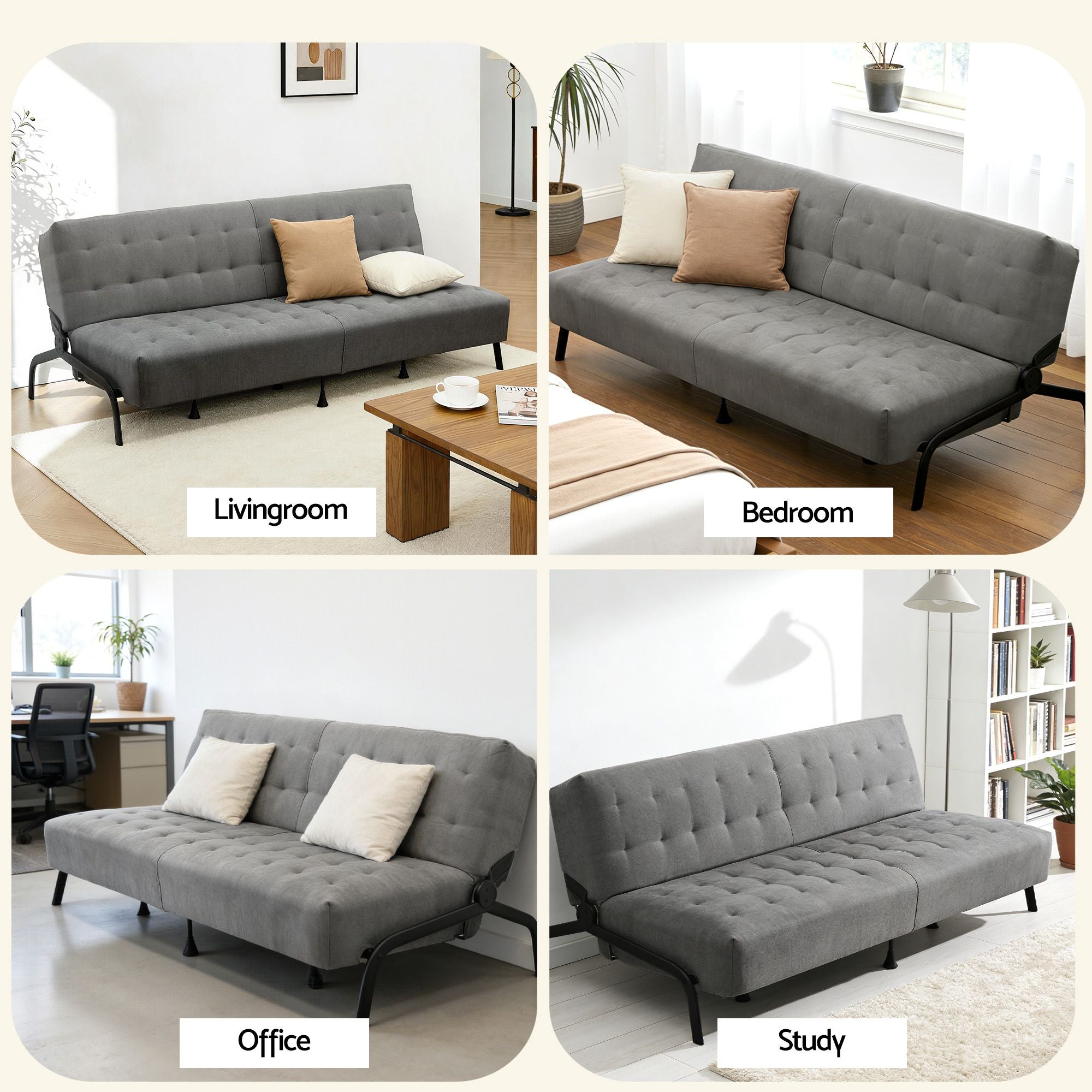 Levi 3 Seater Sofa Bed Grey