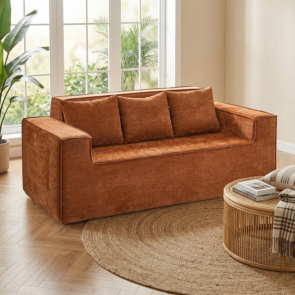 Harold 3 Seater Compressed Sofa Brown