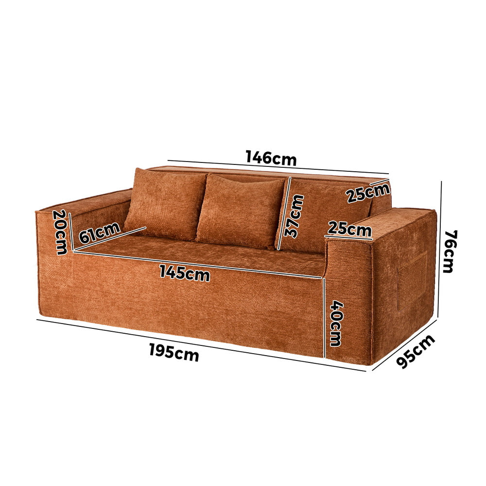Harold 3 Seater Compressed Sofa Brown