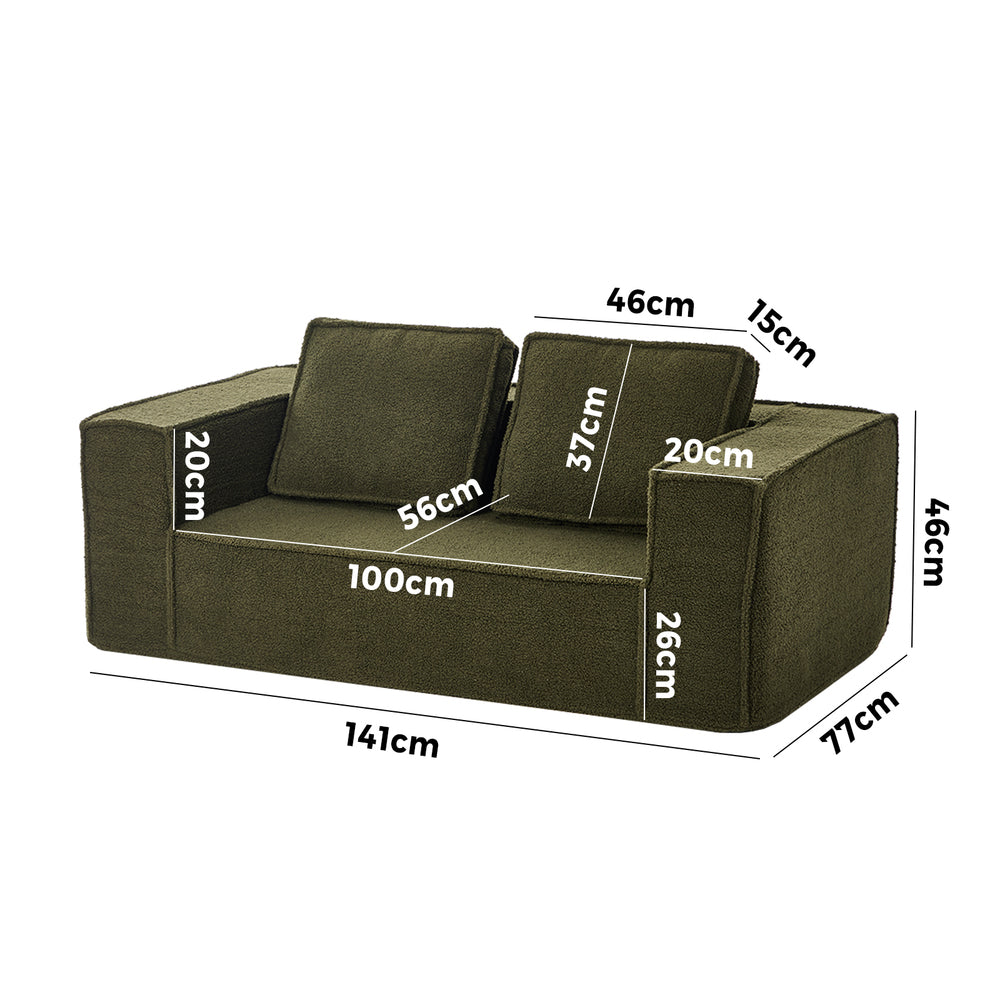 Elena 2 Seater Compressed Sofa Green