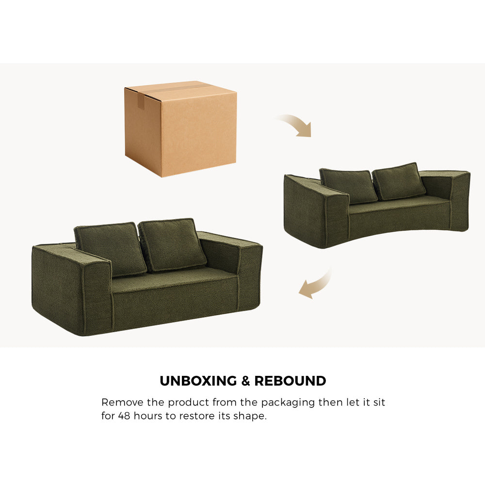 Elena 2 Seater Compressed Sofa Green