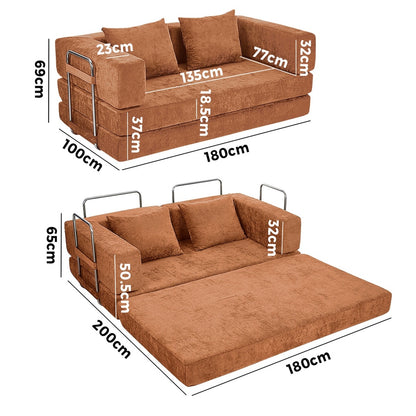 Elena 3 Seater Compressed Sofa Bed Orange