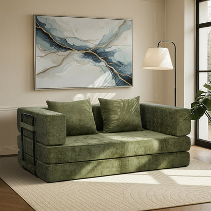 Elena 3 Seater Compressed Sofa Bed Green