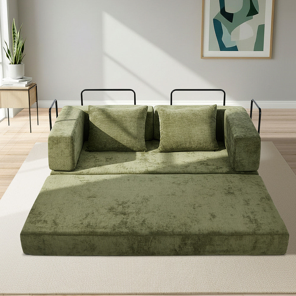 Elena 3 Seater Compressed Sofa Bed Green