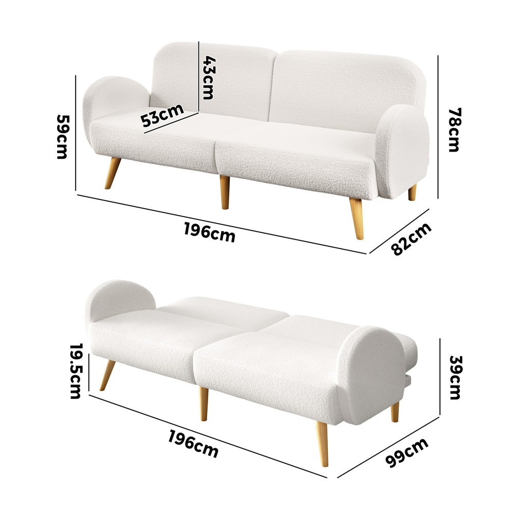 Kael 3 Seater Sofa Bed White