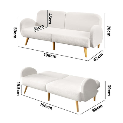 Kael 3 Seater Sofa Bed White