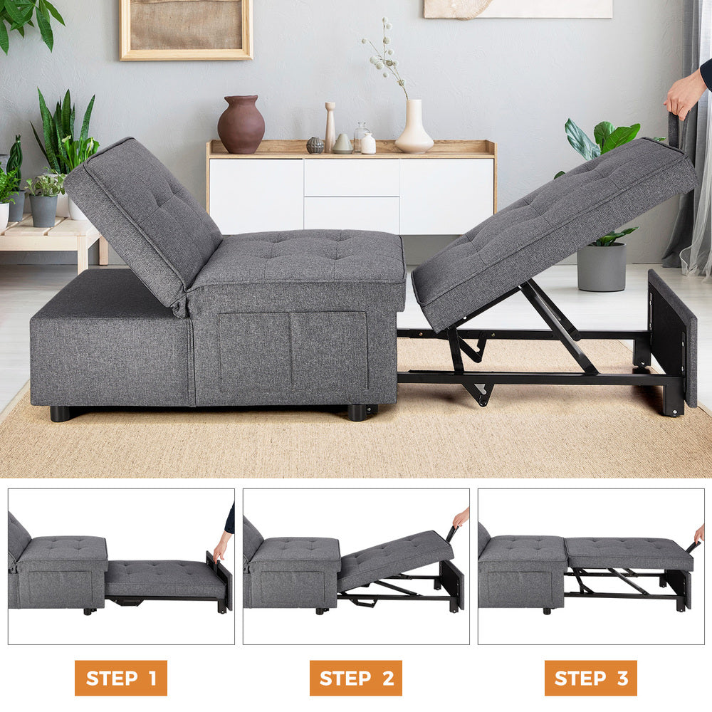 Caribou 1 Seater convertible Sofa Bed Gray