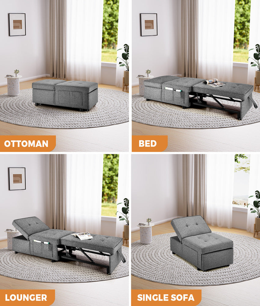 Caribou 1 Seater convertible Sofa Bed Gray