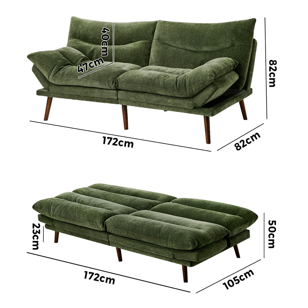 Allora 3 Seater Sofa Bed Green