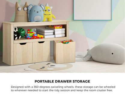 Kids' Mika Bookshelf & Toy Storage Natural