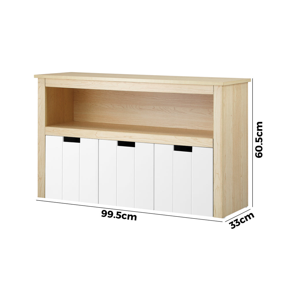 Kids' Mika Bookshelf & Toy Storage White Natural