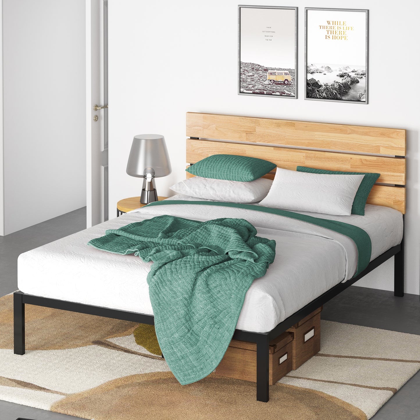 Jordan Bed Frame Natural Black Double