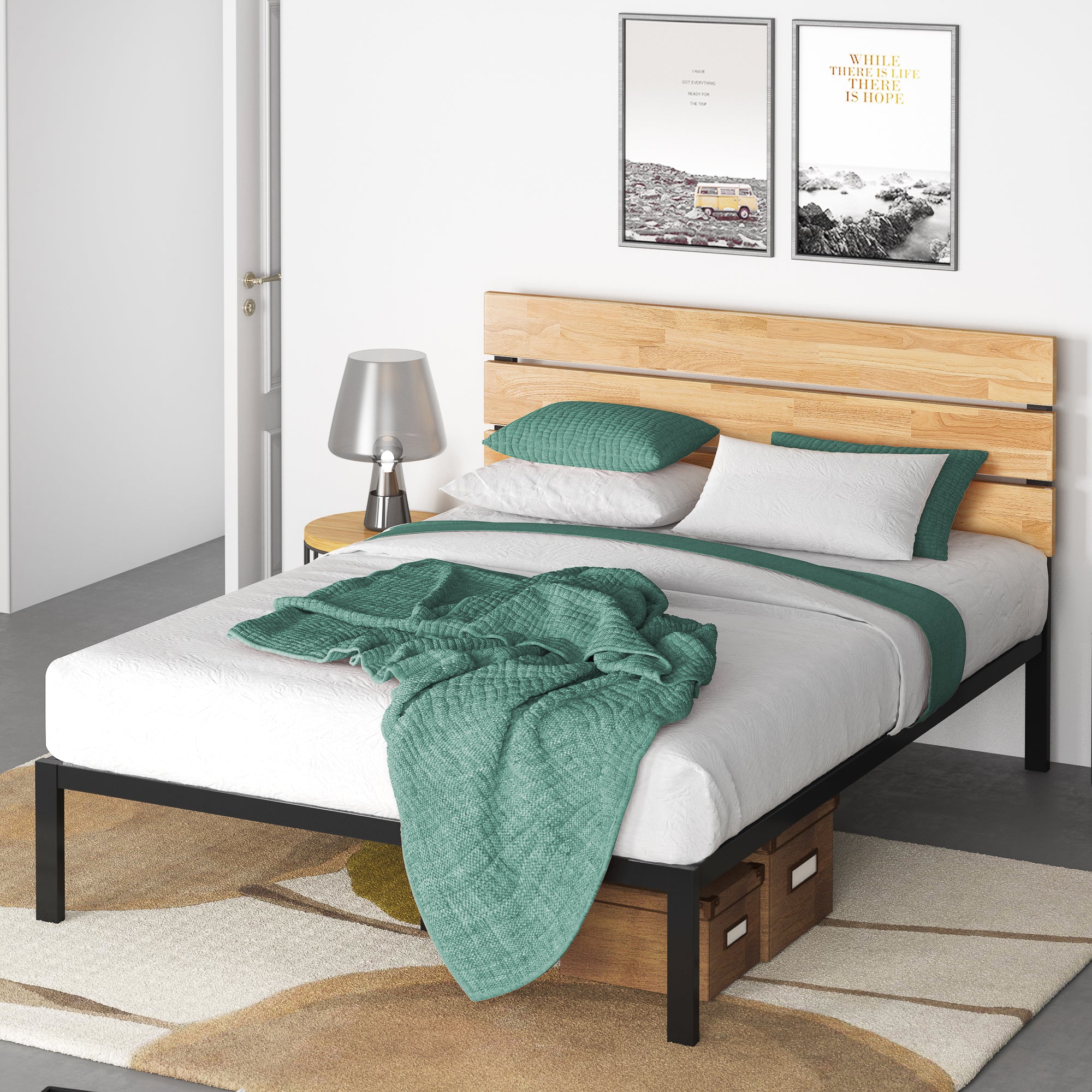 Jordan Bed Frame Natural Black Queen