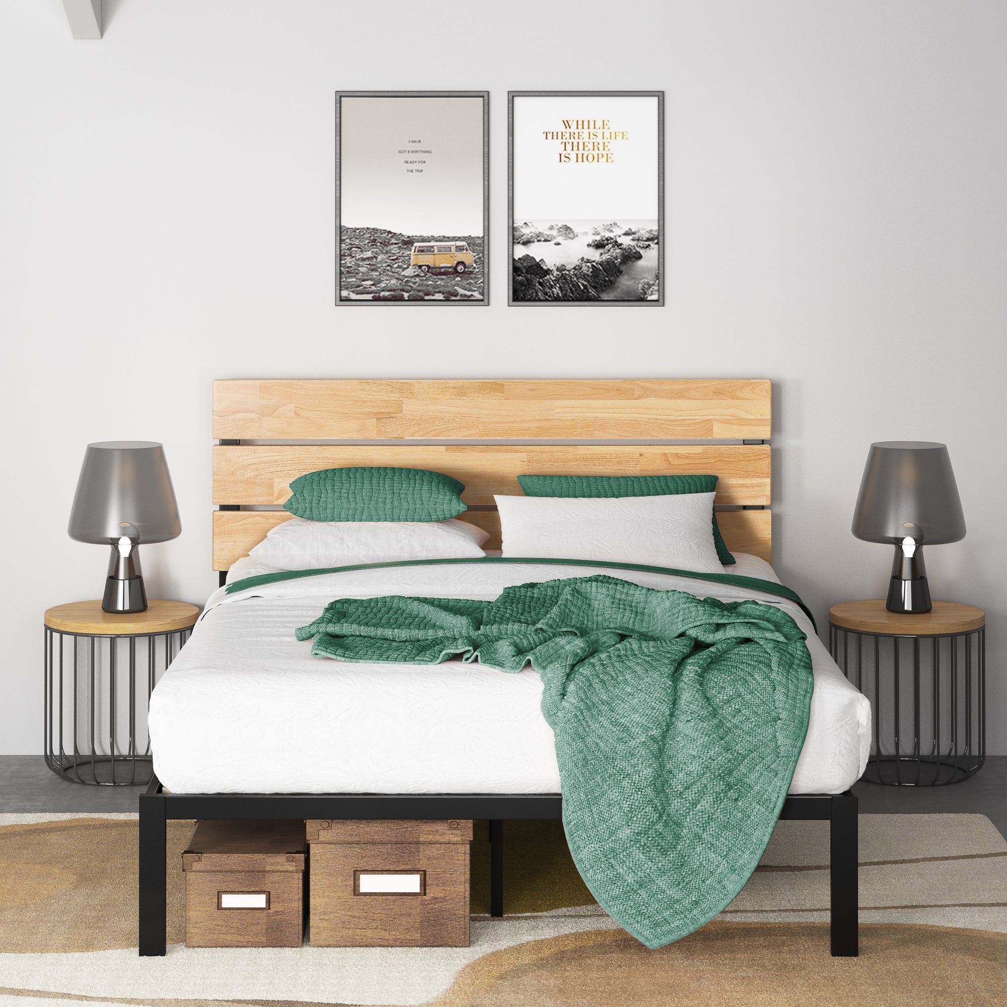 Jordan Bed Frame Natural Black Queen