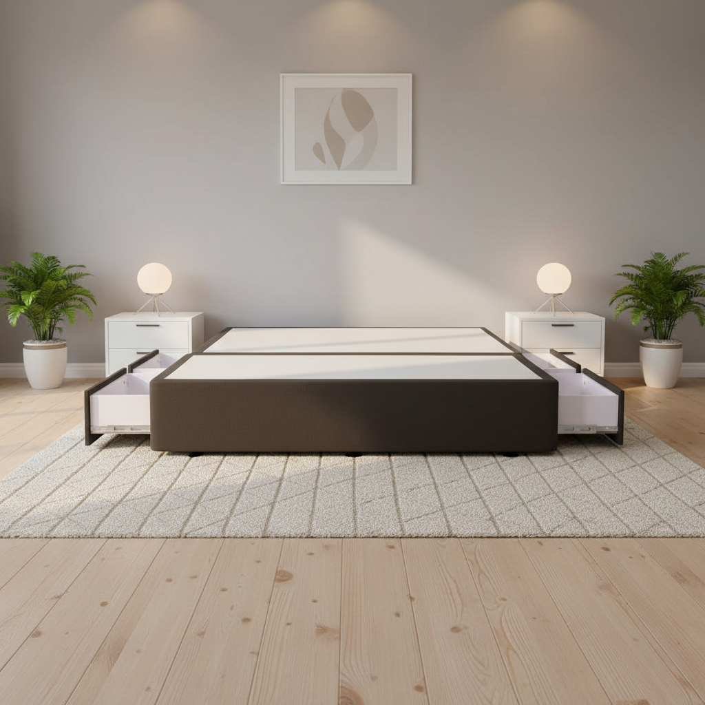Timber 4 Drawer East West Base Queen Midnight Grey