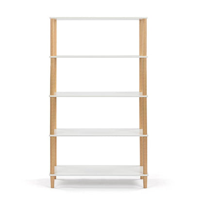 Seth Open Shelf Unit Shelving Display Rectangular 5 levels white and woodgrain