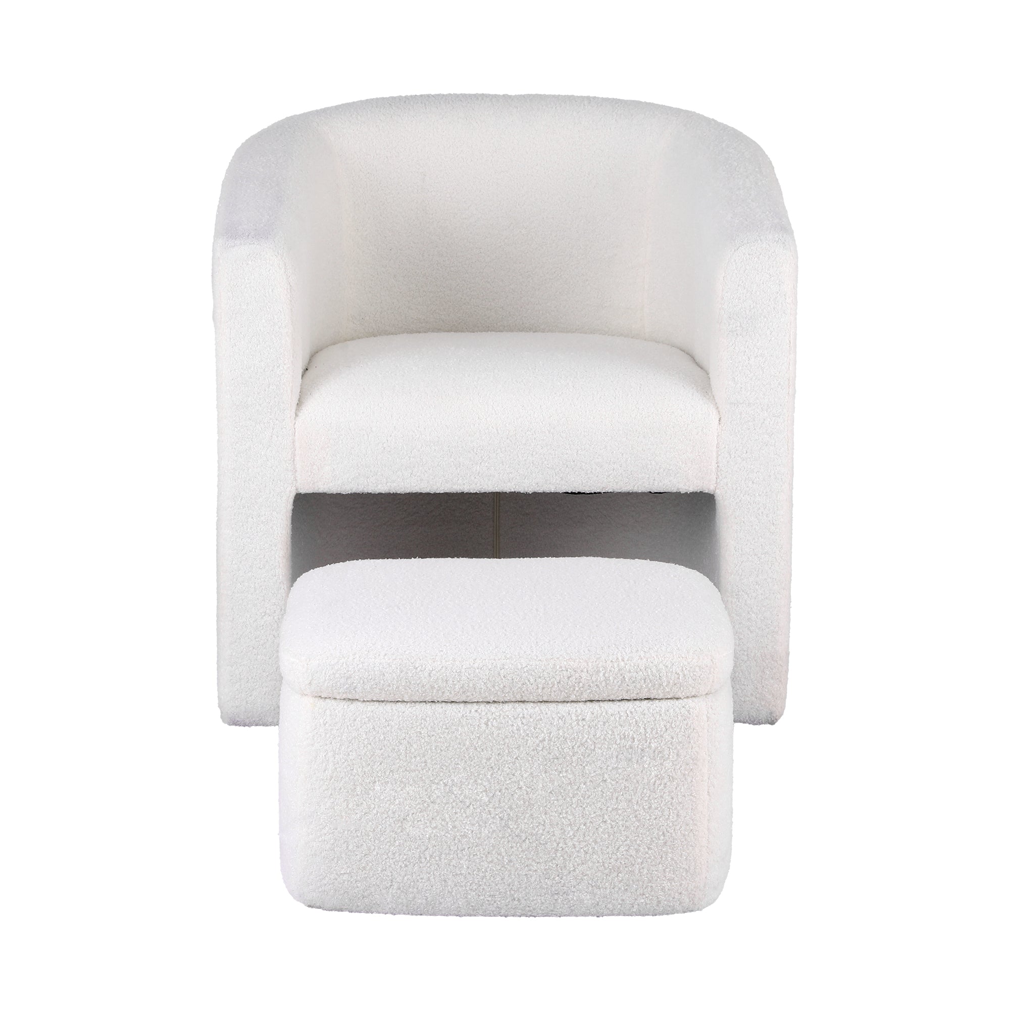 Charlier Boucle Armchair & Footstool Set White